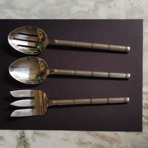 Pier 1 Stainless Steel Bamboo Design Serving Flatware